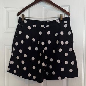 LOFT Women's Black Shorts with White Polka Dots